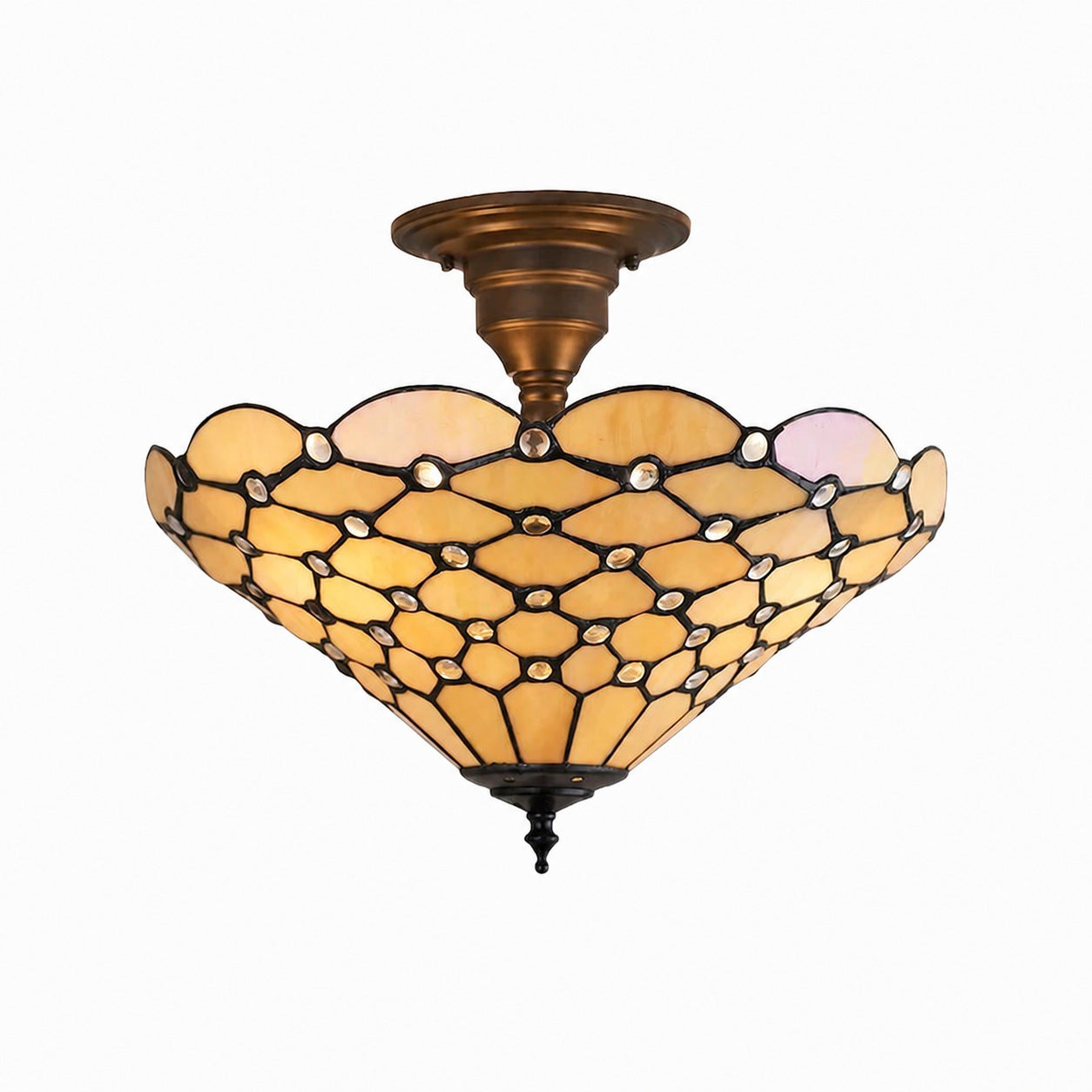 TF Pearl Handcrafted Tiffany Ceiling Light – Art Deco Stained Glass Light for Hallway or Living Room