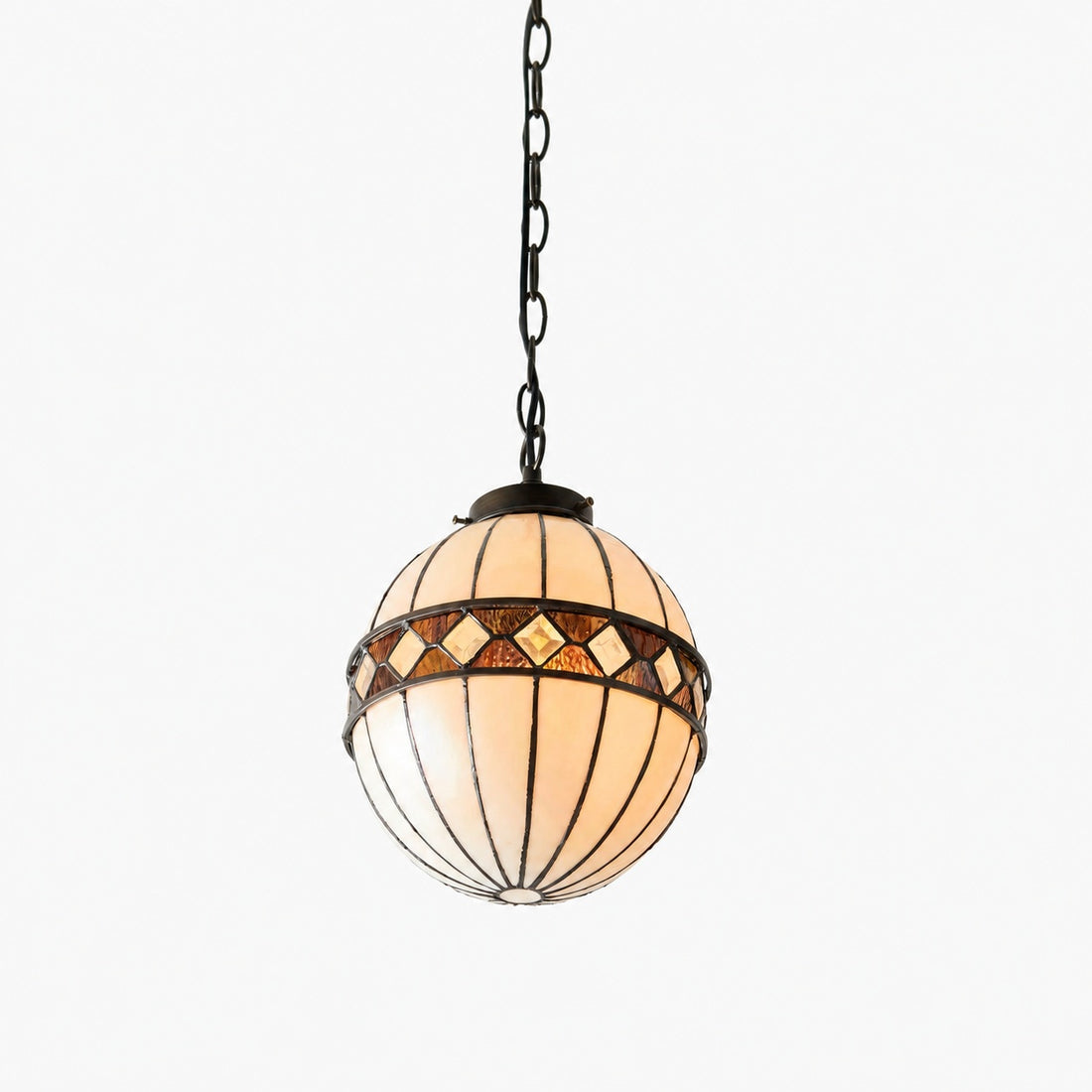 TF Fargo Tiffany Style Globe Pendant – Handcrafted Art Glass Sphere Light for Kitchen Island