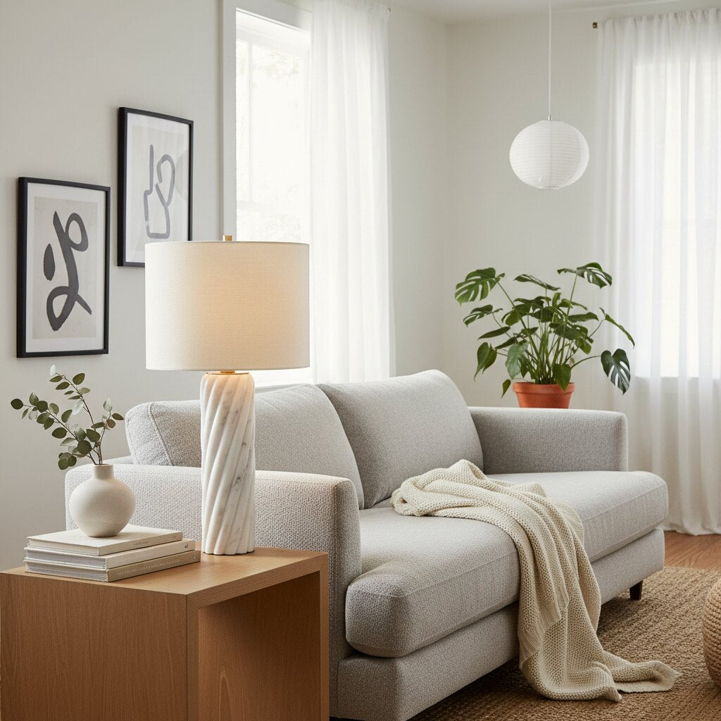 Albi Sculpture Marble Table Lamp - Minimalist metal design suitable for bedroom or living room