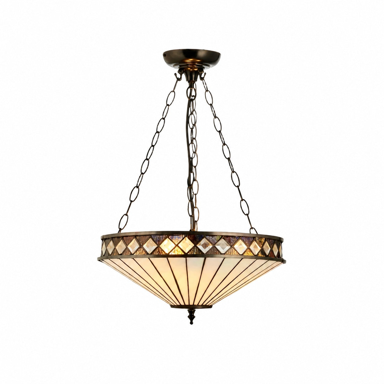TF Fargo Adjustable Pendant with Stained-Glass Inspired Inverted Shade for Island and Dining