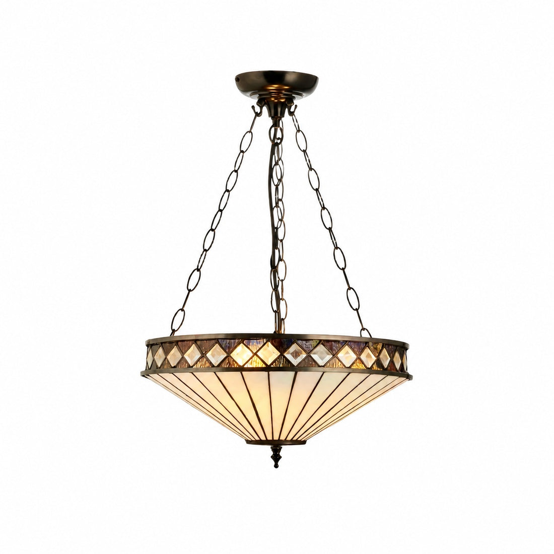 TF Fargo Adjustable Pendant with Stained-Glass Inspired Inverted Shade for Island and Dining