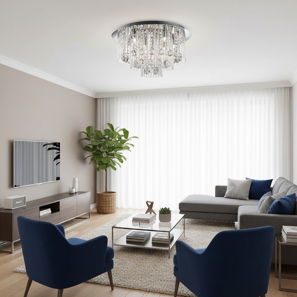 Virelis 8 Light Twist Tubes Ceiling Light – Modern Crystal Design for Dining Rooms or Lounges