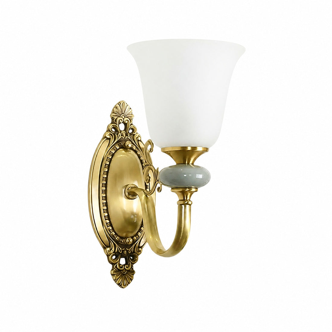 Rowanea Ceramic Wall Sconce with Fabric Shade and Metal Finish – Farmhouse Modern Hallway Light
