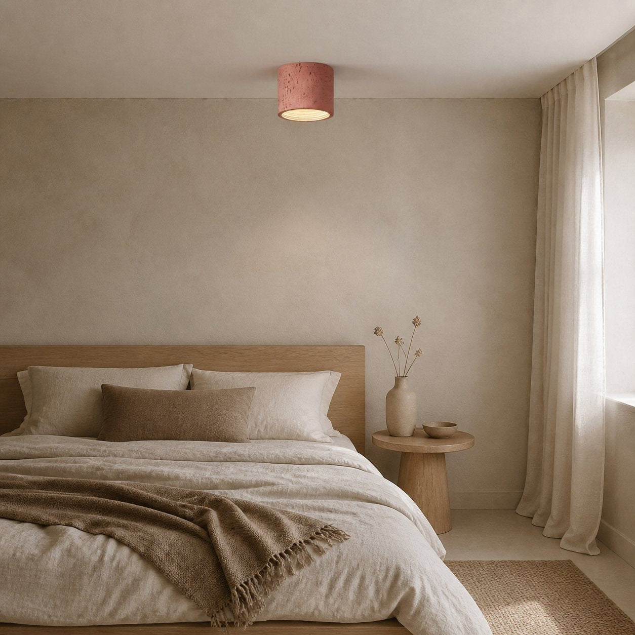 Sabiara Wabi-Sabi Cylindrical Ceiling Lamp - Soft Diffused Ceiling Fixture for Bedrooms and Living Rooms