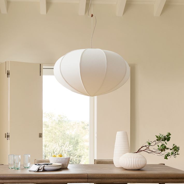 Alvian Pendant Light - Linen Shade with Adjustable Height for Cozy Dining
