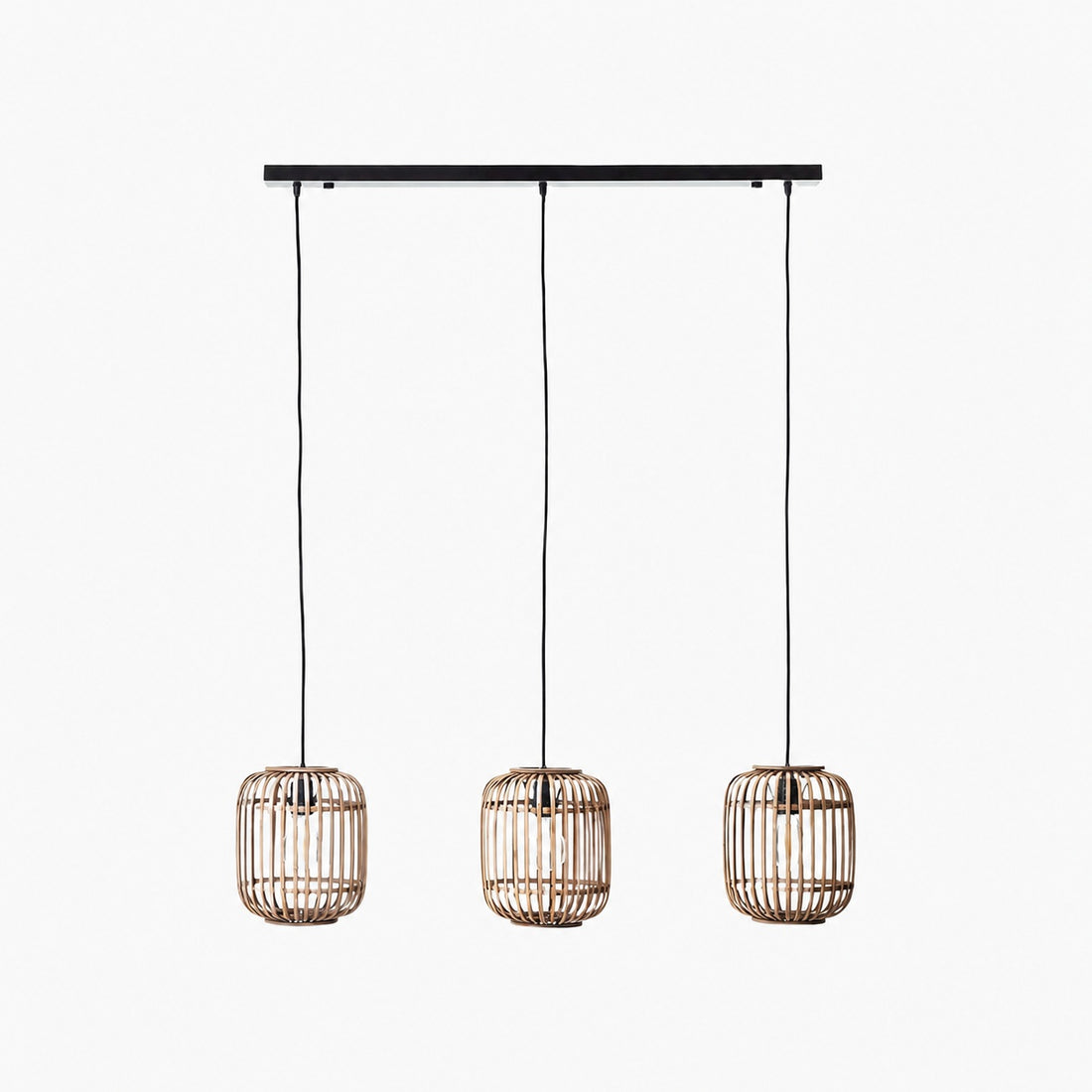 Yumeko Adjustable Bamboo Pendant Lamp - Natural Cage Ceiling Light Perfect for Living & Dining Rooms