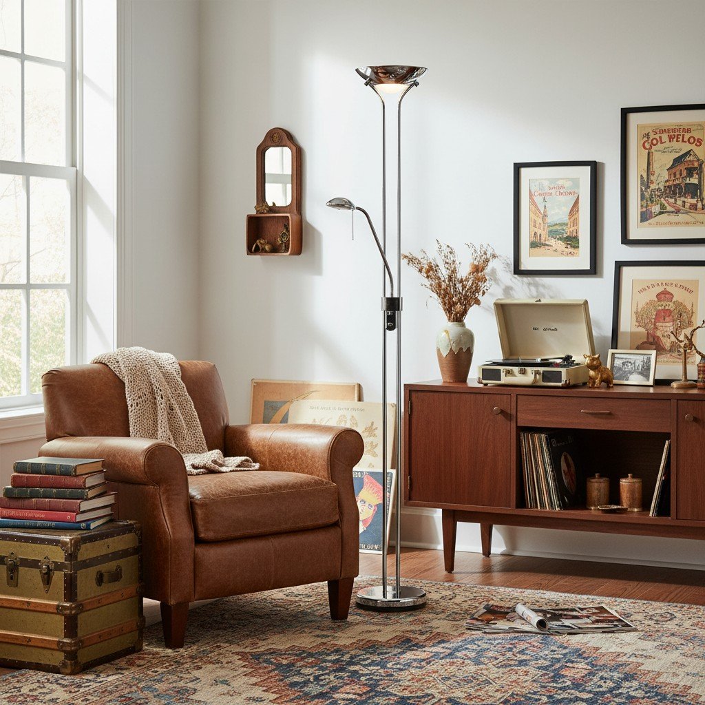 Linexis Art Deco Metal & Opal Glass Floor Lamp – Dual-Light Design for Modern Interiors