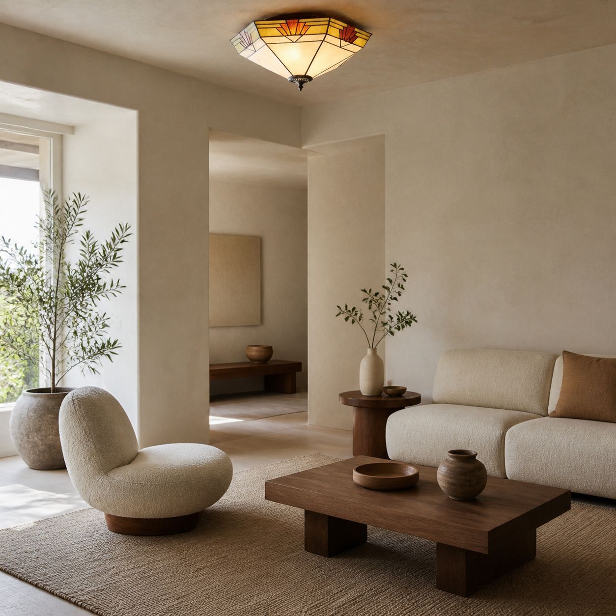 TF Nevada Glass Shade Ceiling Light – Semi-Flush for Entryways and Dining Rooms