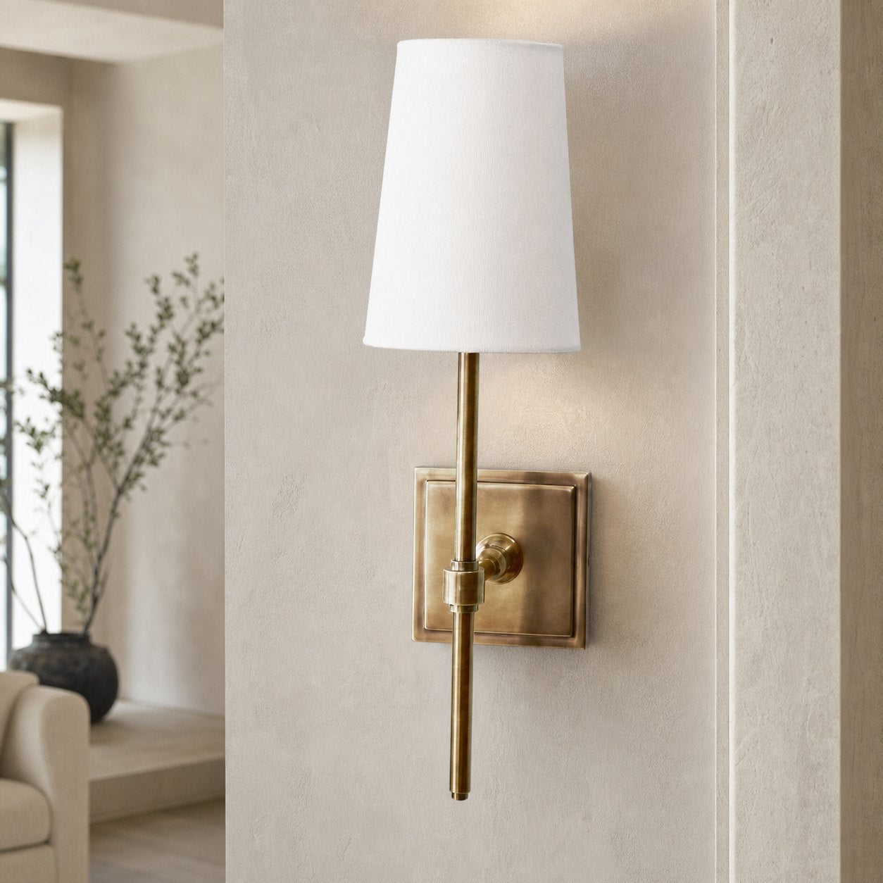 Derlina White Linen Shades Wall Lamp – Retro Metal Multi-Head Lighting Fixture