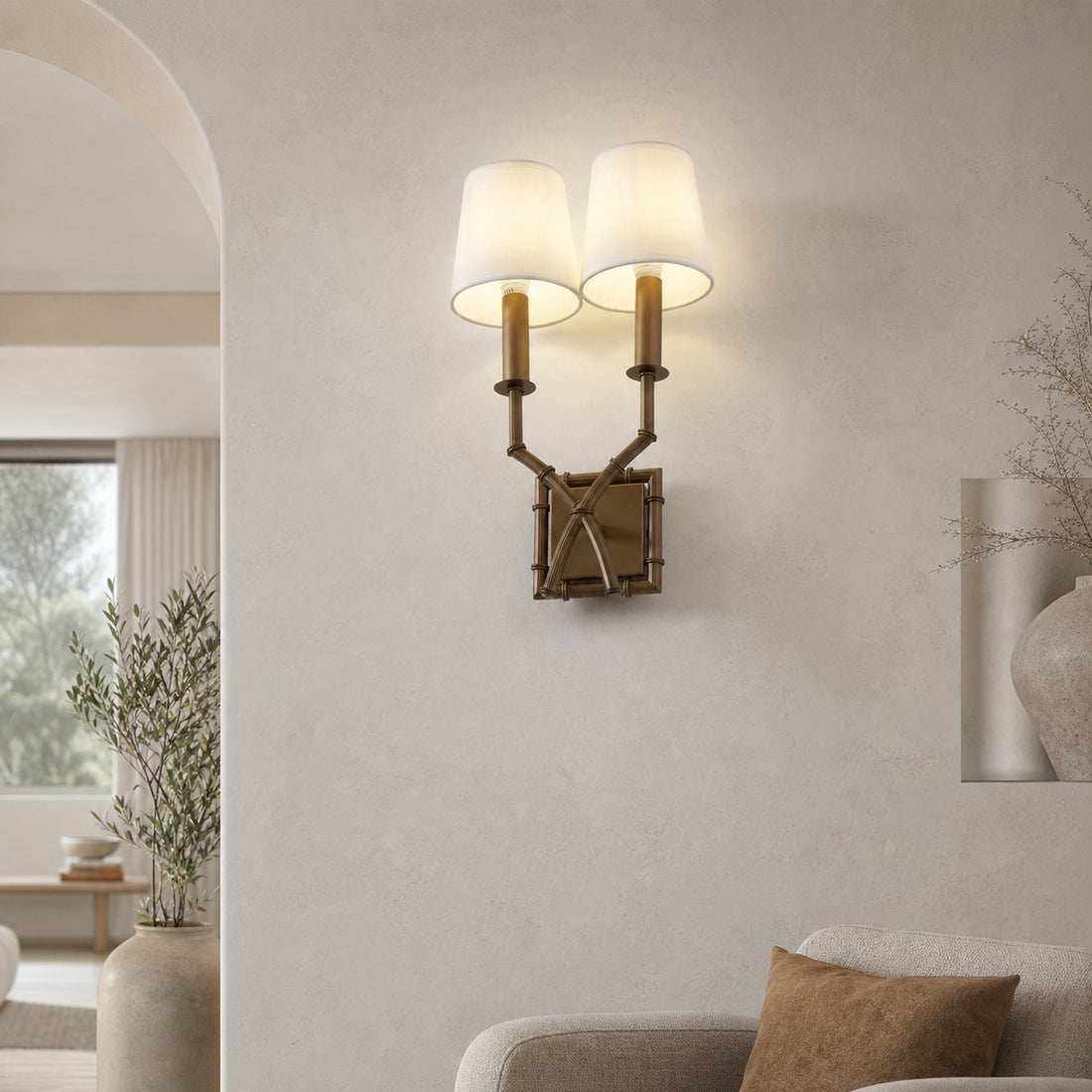 Double Arm Bamboo Sconce