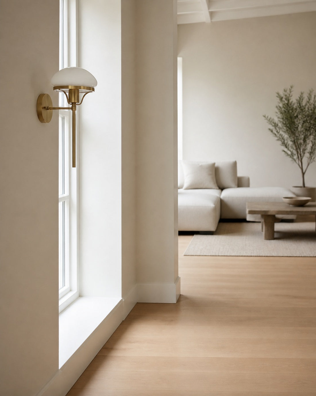 Ornato Luxe Modern Art Deco Wall Light - Opal Glass Globe Sconce - Brass or Black