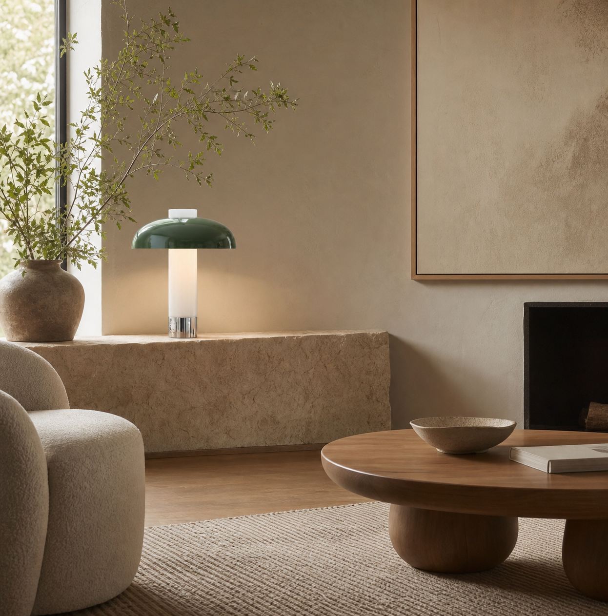 Nera Curved Accent Lamp - Organic Modern Design with Soft Glow for Nightstand or Console Table