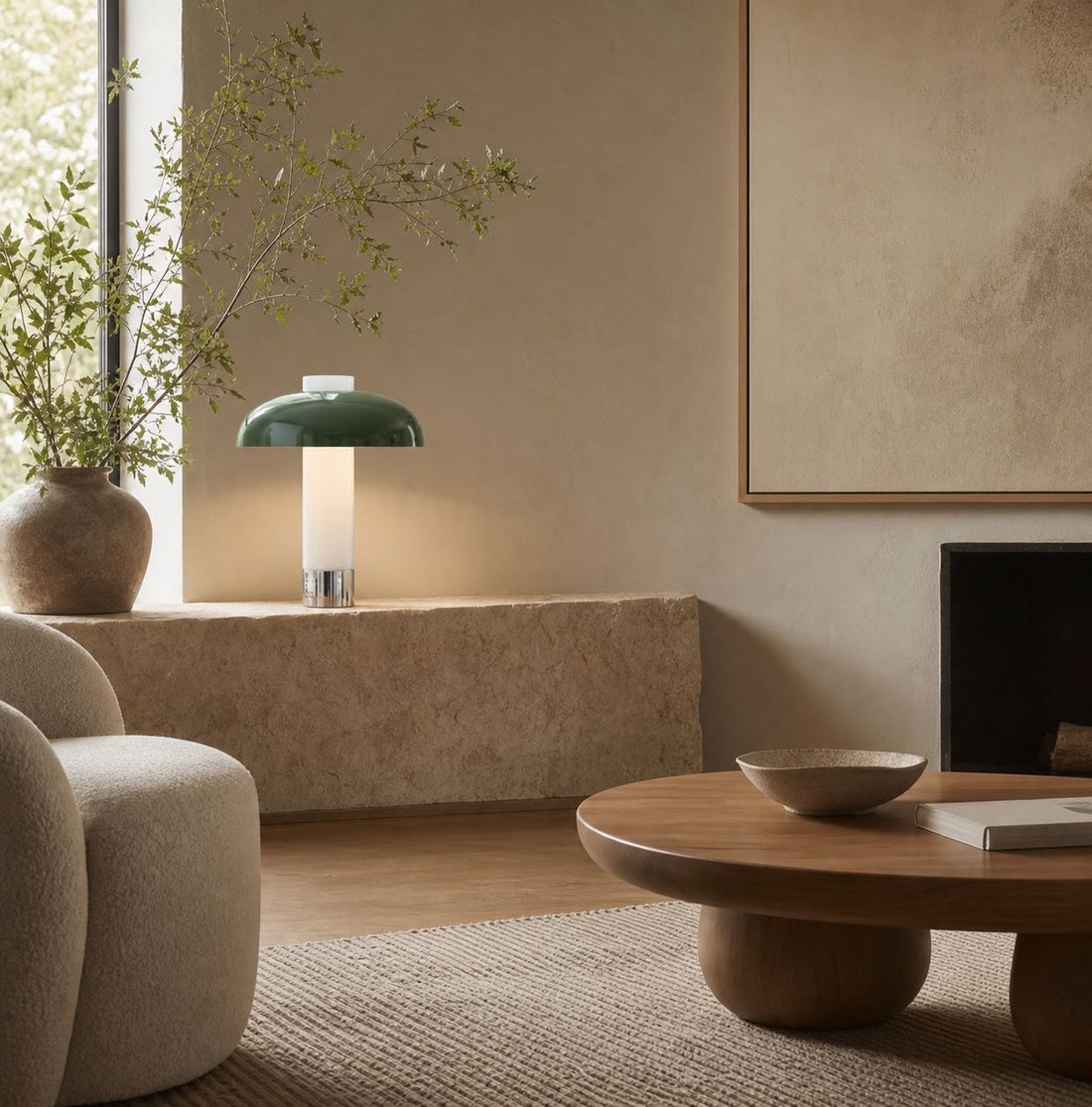 Nera Curved Accent Lamp - Organic Modern Design with Soft Glow for Nightstand or Console Table