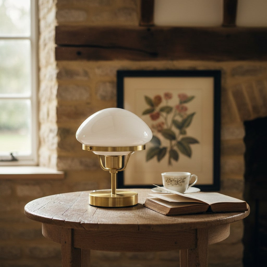 Ornato Luxe Modern Brass or Black Table Lamp With Art Deco Lustre