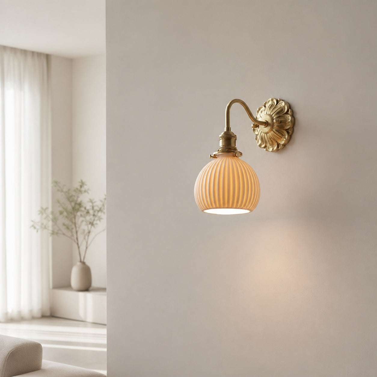 Brass Ceramic Wall Light