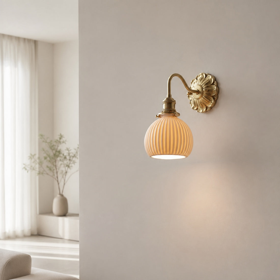 Brass Ceramic Wall Light