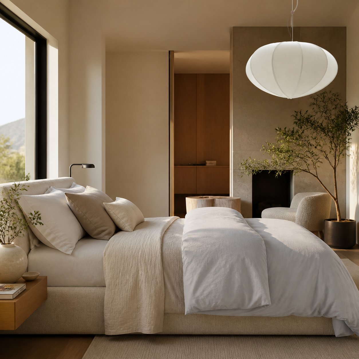 Alvian Pendant Light - Linen Shade with Adjustable Height for Cozy Dining