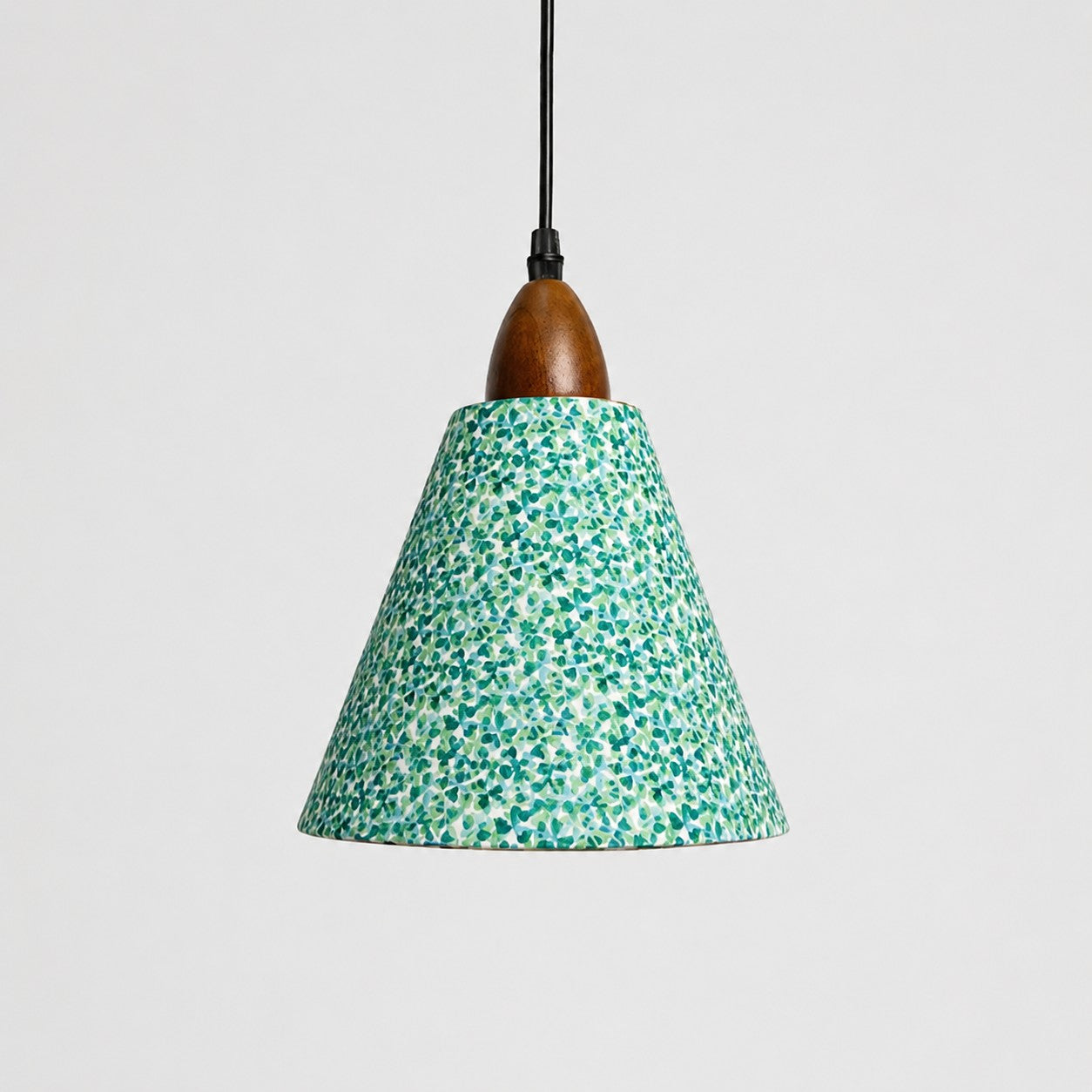 Small clover floral cone pendant light front view