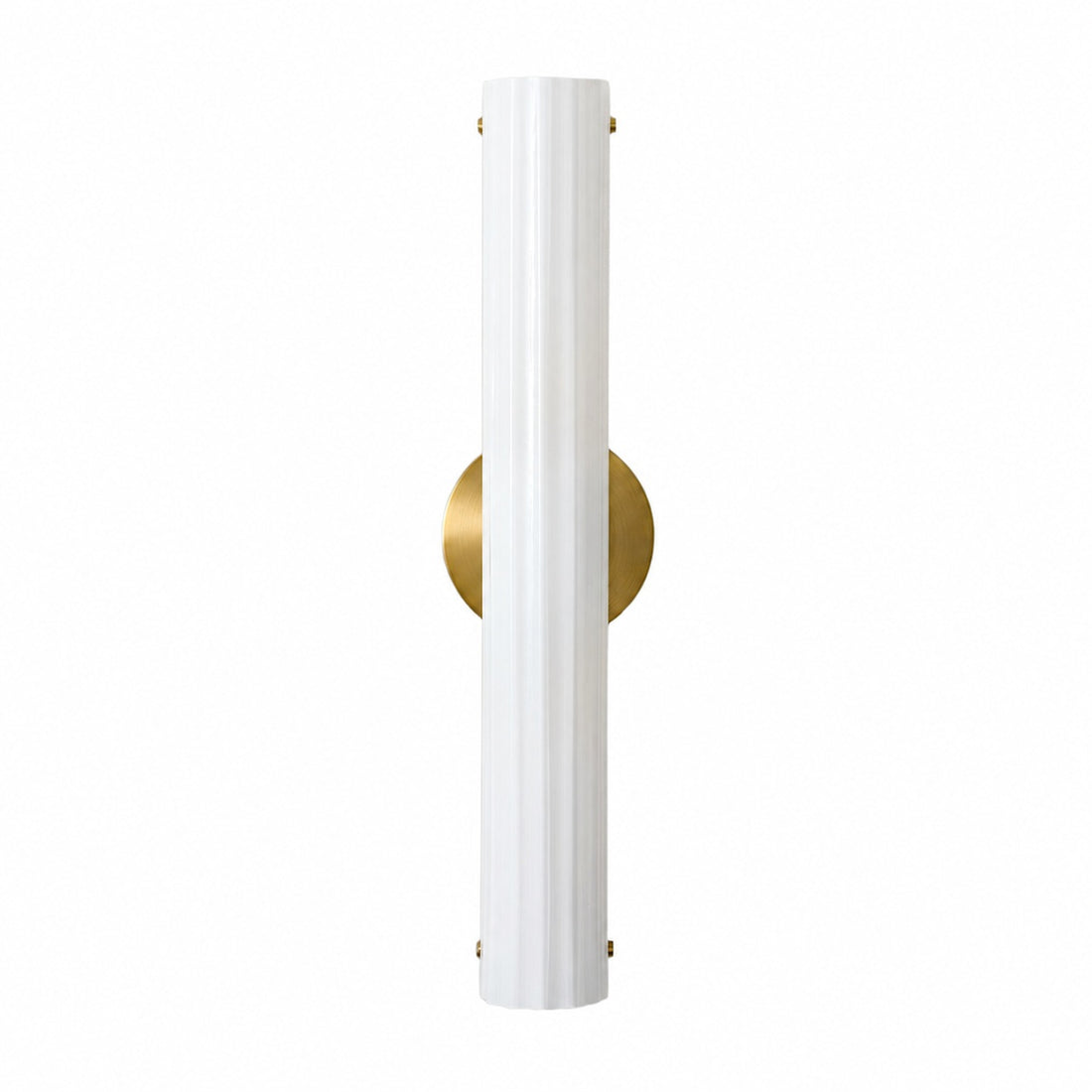 Trenia Steel Wall Sconce with Milky Glass Shade - Vertical Ribbed Design