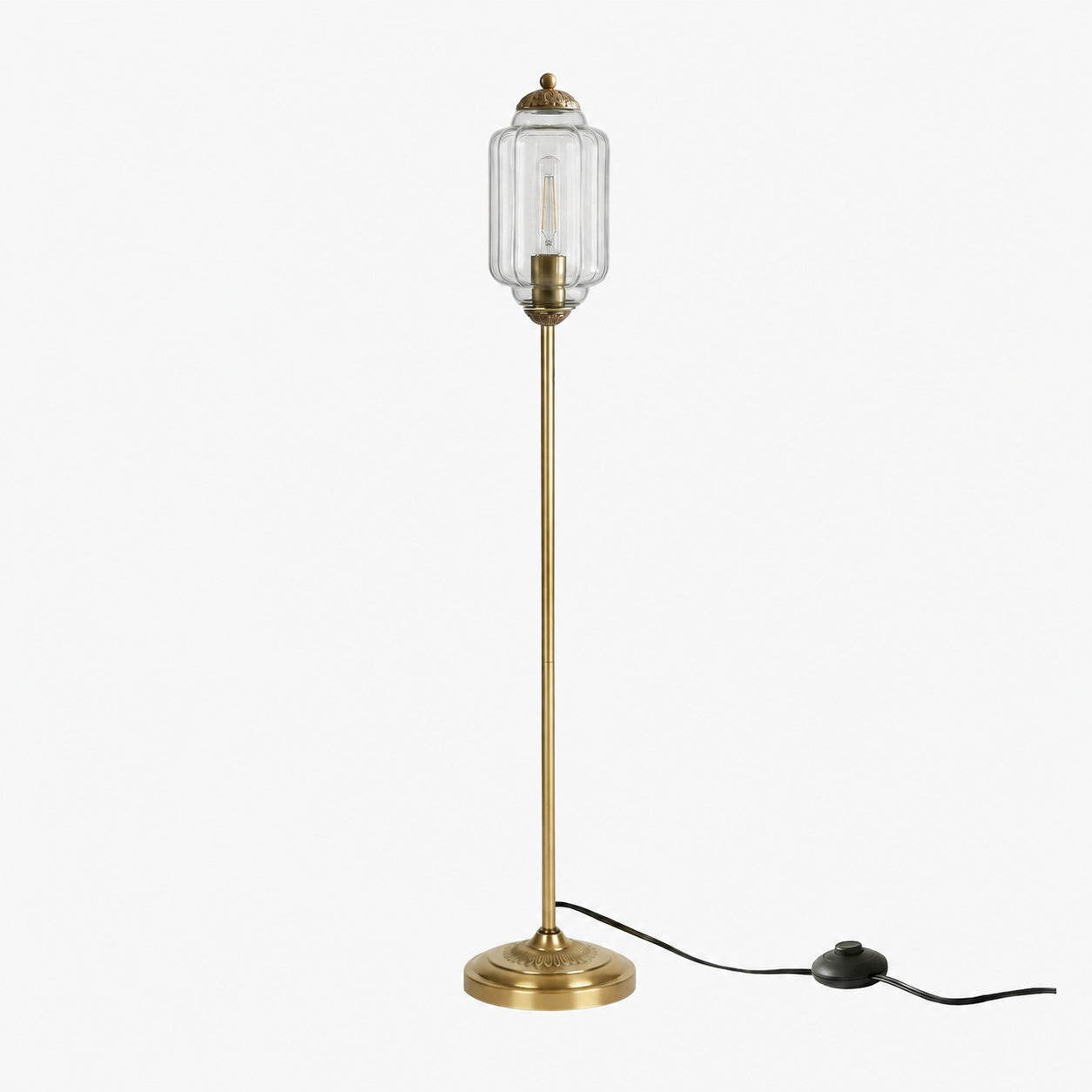 Eloise Textured Glass Pumpkin-Inspired Floor Lamp - Organic Artistry and Retro Style for Living Rooms