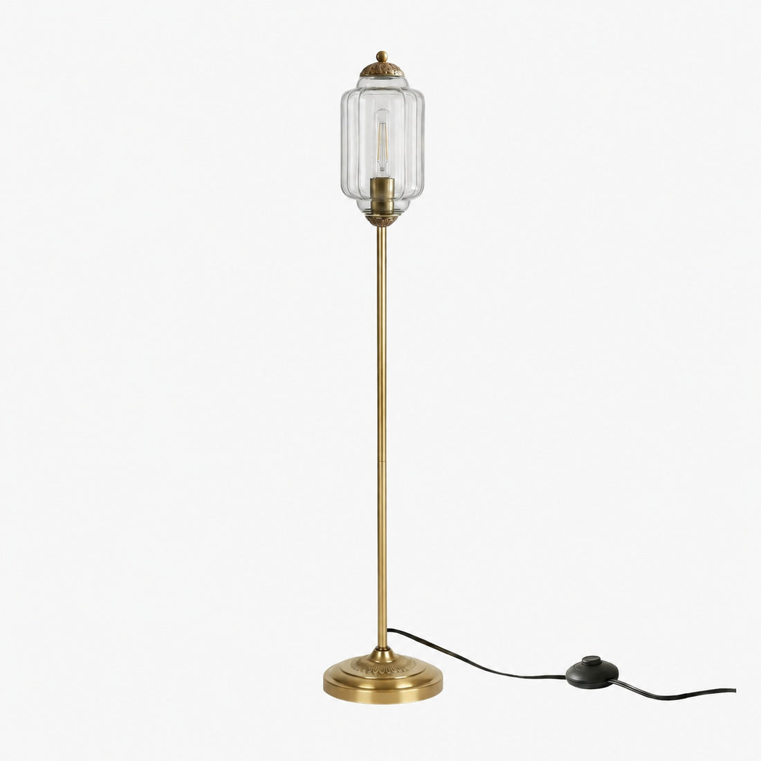 Eloise Textured Glass Pumpkin-Inspired Floor Lamp - Organic Artistry and Retro Style for Living Rooms