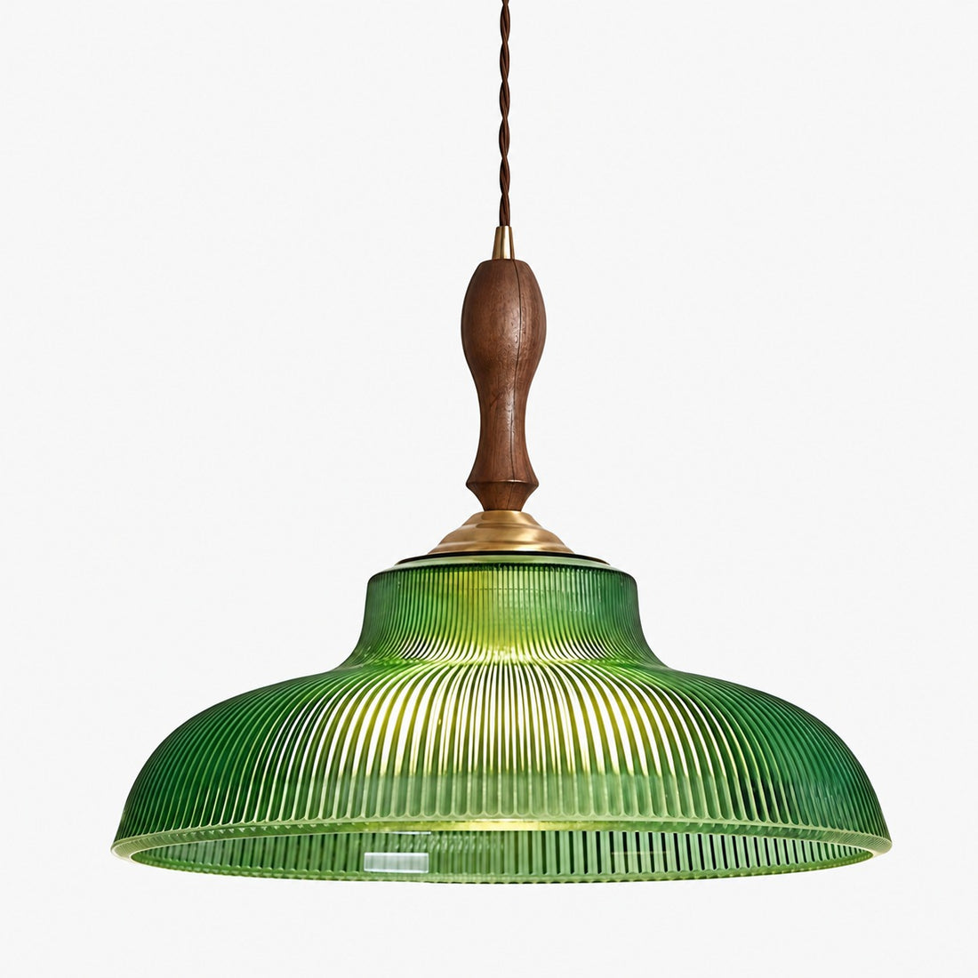 Elunaris Vintage Trumpet Shape Pendant Light with Green Glass Shade for Dining Room