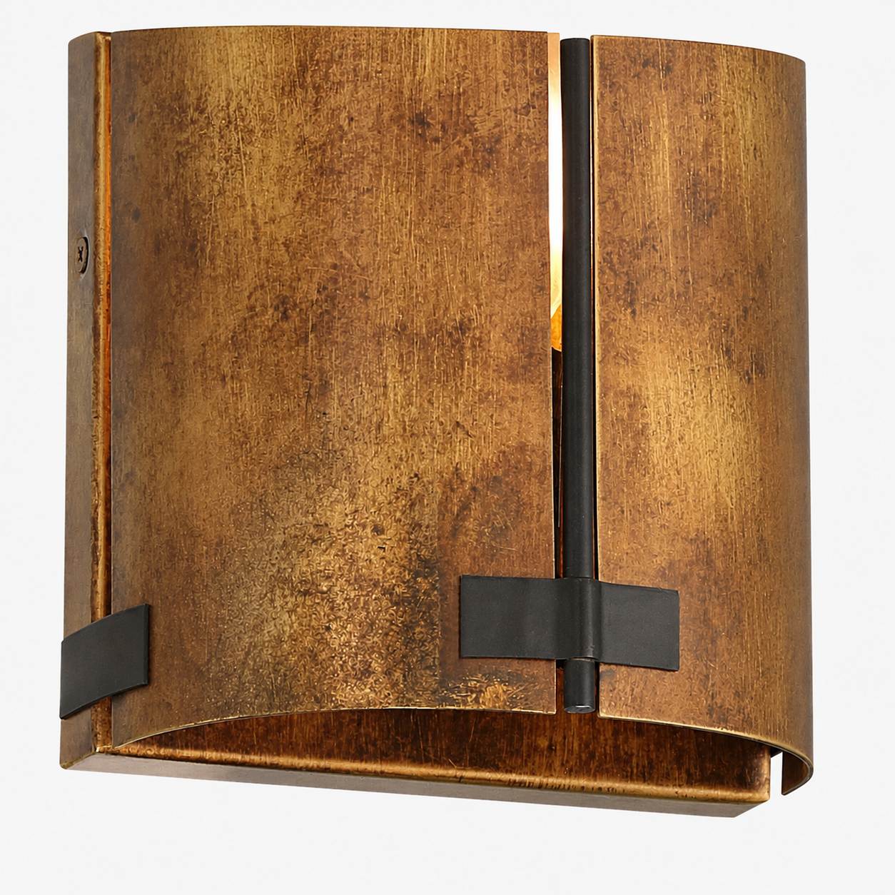Rustivon Rustic Wall Sconce - Curved Metal Shade in Vintage Style for Bedroom