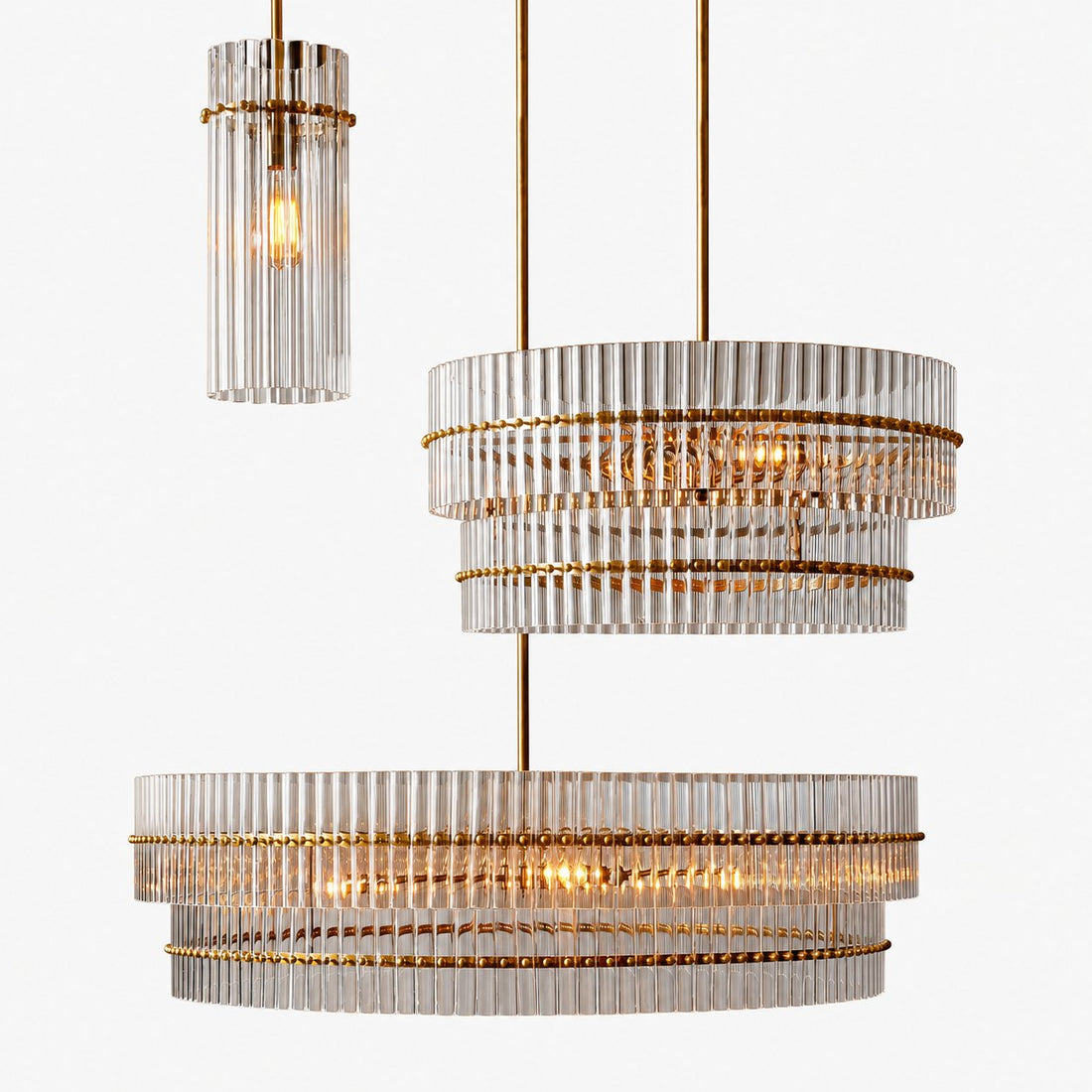 Lumora Crystal Pendant Light – Elegant Tumbled Brass & Cut Glass
