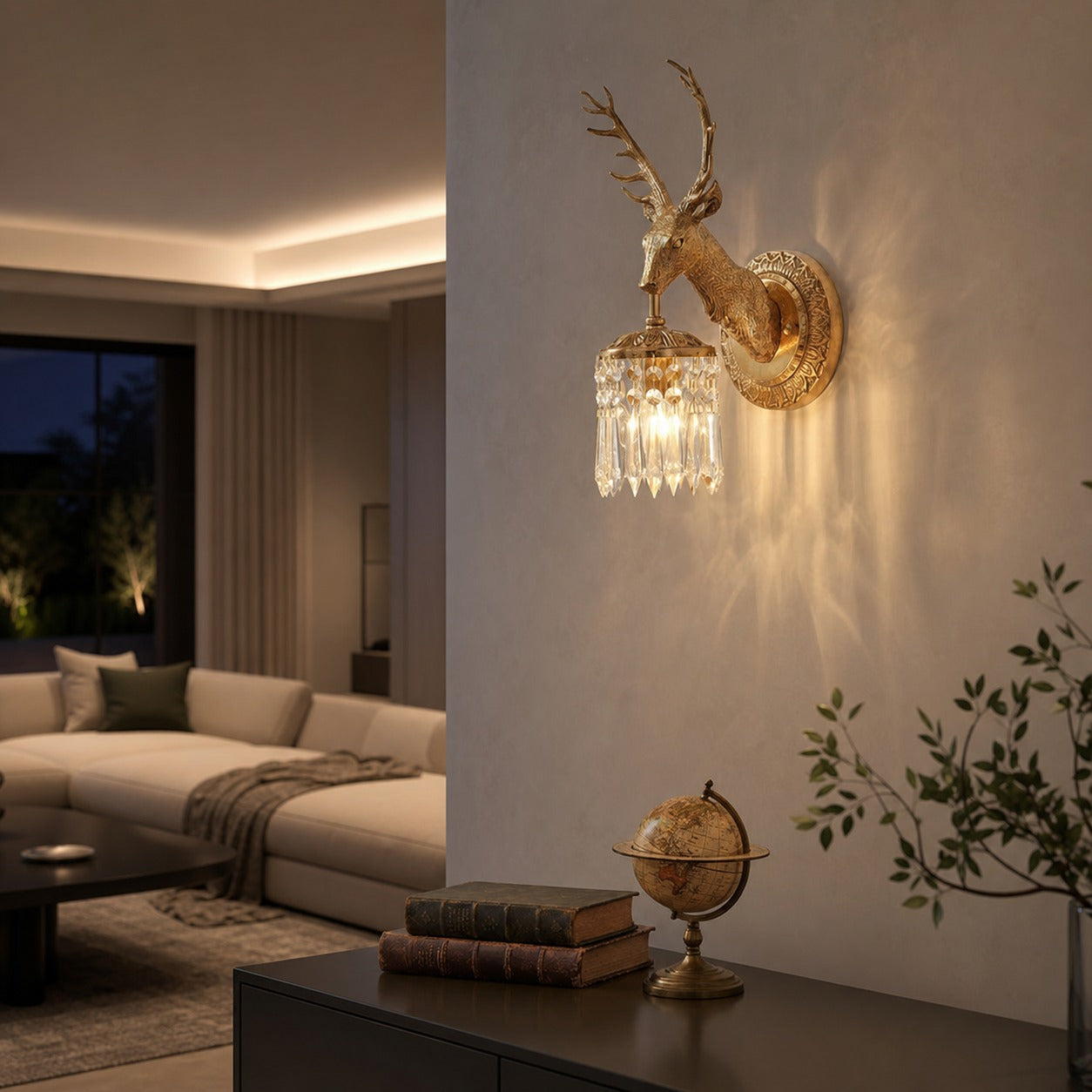 Antler Crystal Wall Lamp