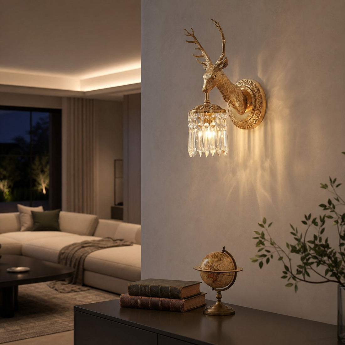 Antler Crystal Wall Lamp