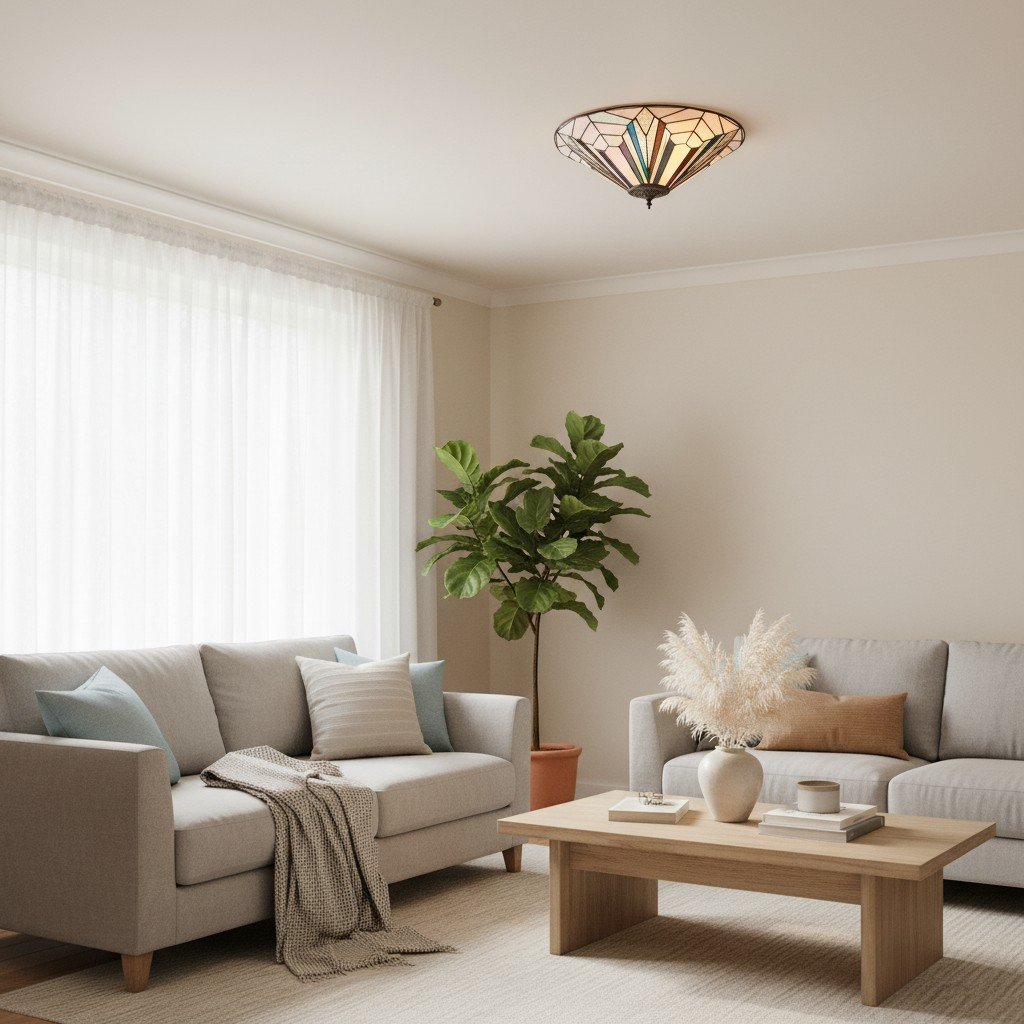 TF Astoria Modern Deco Flush Mount Ceiling Light with Textured Glass – Elegant Home Lighting Fixture