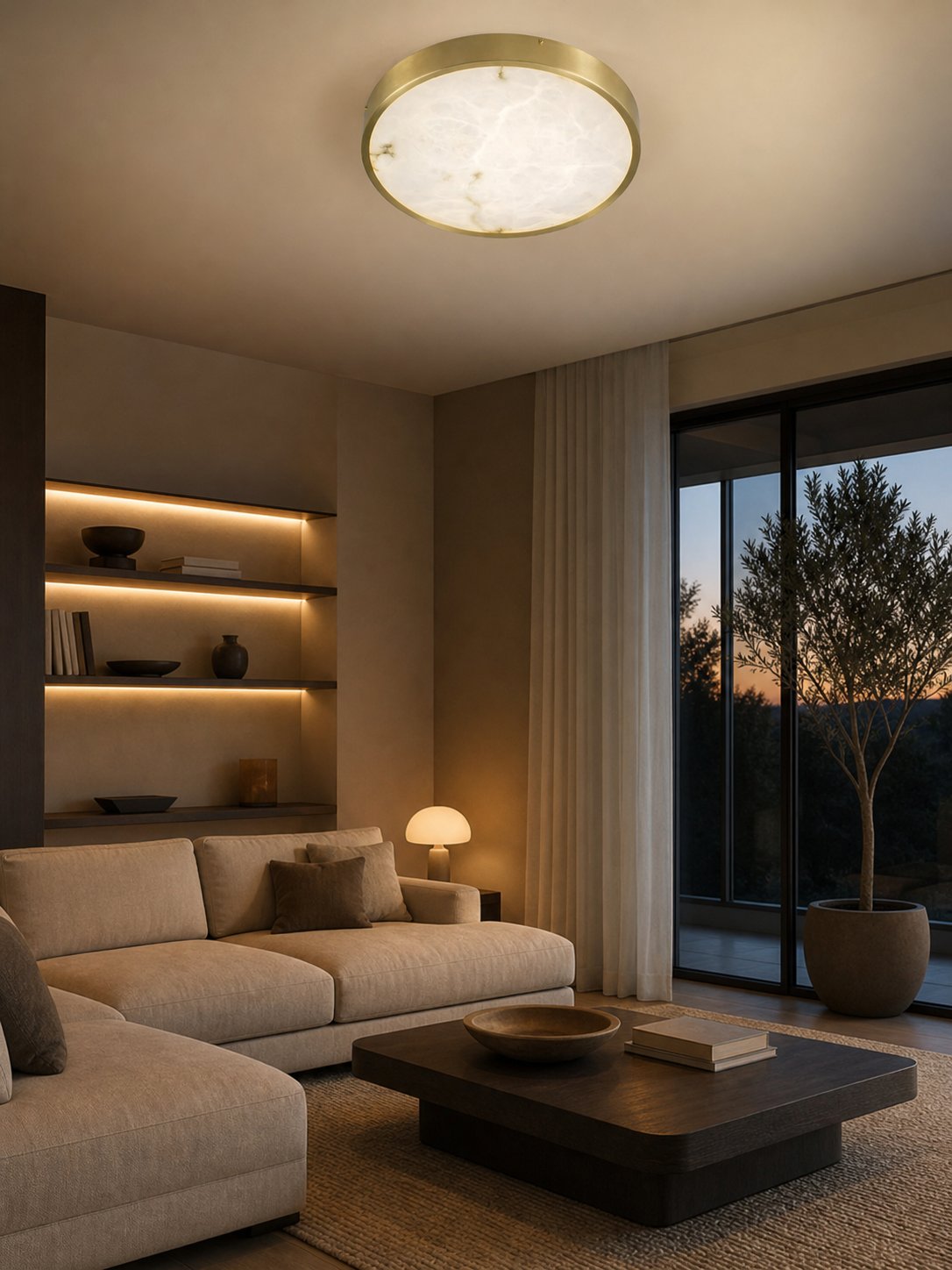 Geometric Alabaster Recessed Ceiling Light