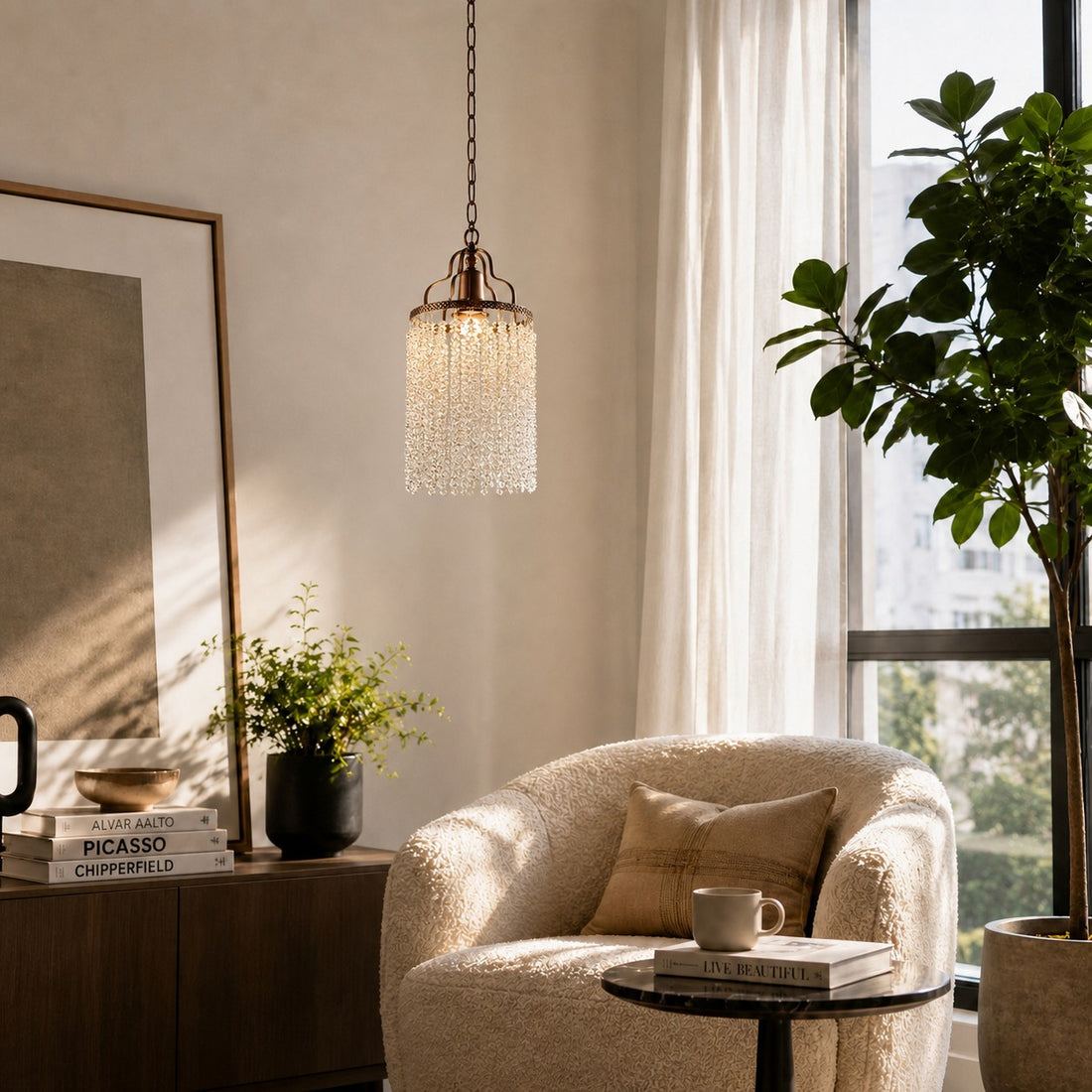 Vintage Crystal Fringe Pendant Chandelier