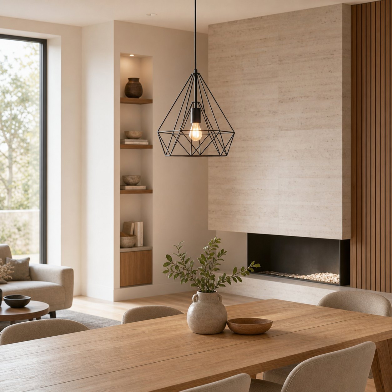 Skeletal Open Frame Pendant Light - Industrial Metal Pendant Lamp for Interior Lighting or Workspace