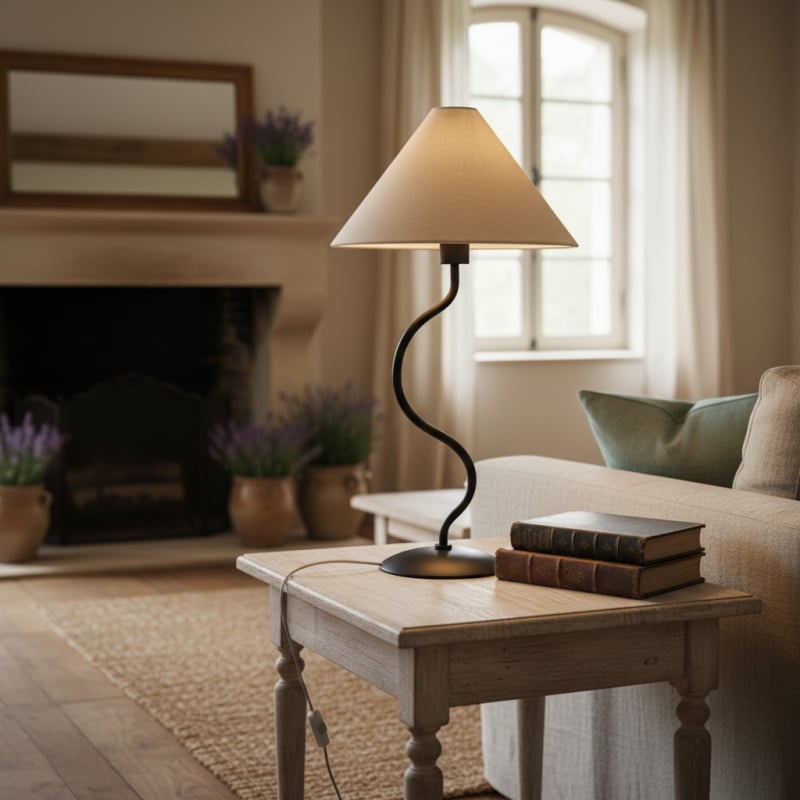 Rivlox Modern Geometric Fabric Table Lamp - Angled Zigzag Pattern for Office Lighting