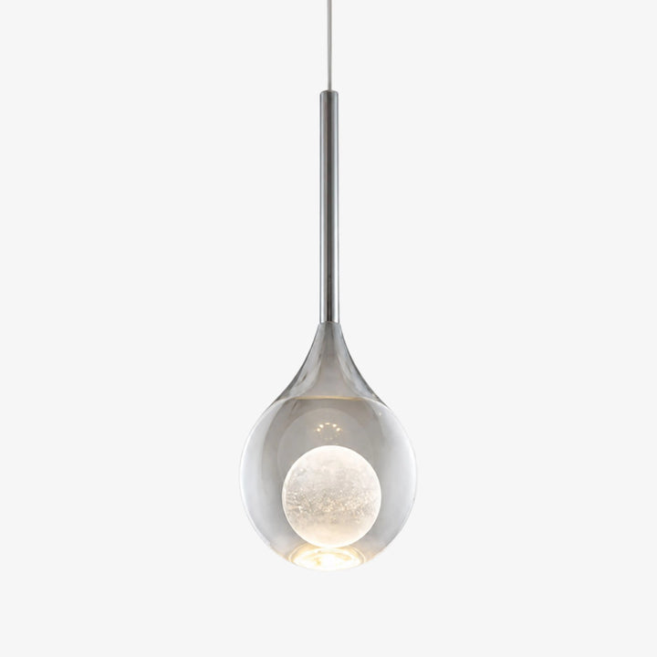 Chrome Luma Collection crystal orb teardrop pendant light