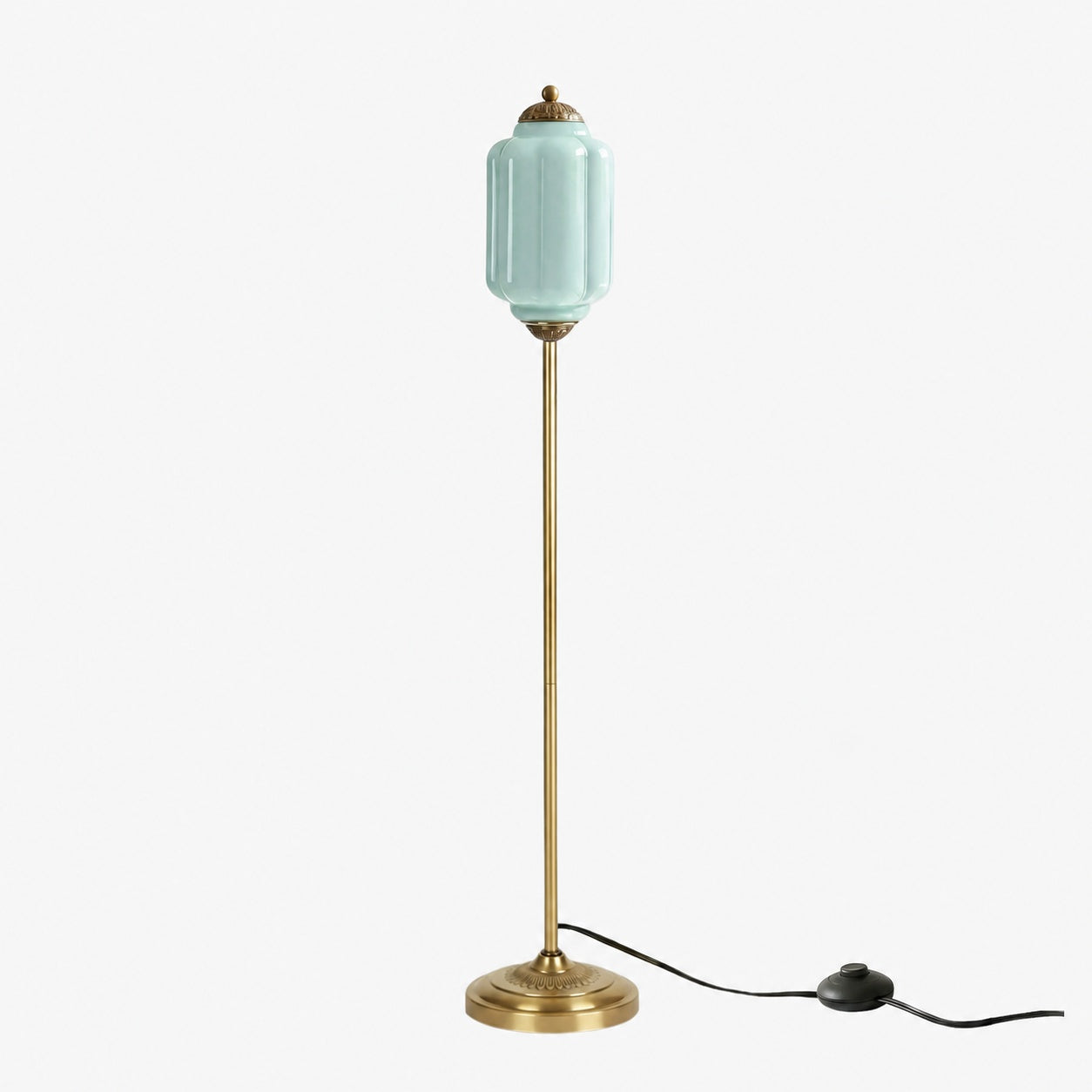 Eloise Textured Glass Pumpkin-Inspired Floor Lamp - Organic Artistry and Retro Style for Living Rooms