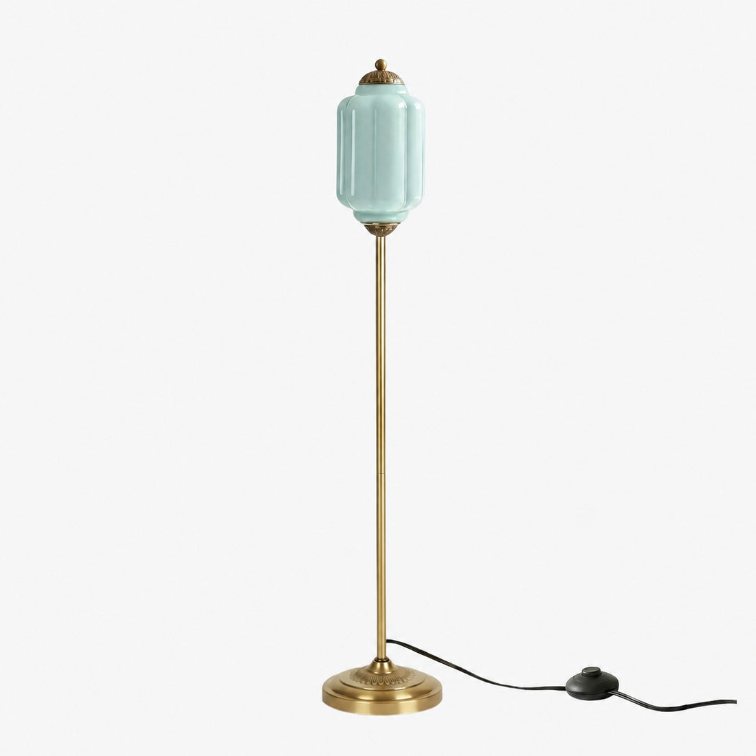Eloise Textured Glass Pumpkin-Inspired Floor Lamp - Organic Artistry and Retro Style for Living Rooms