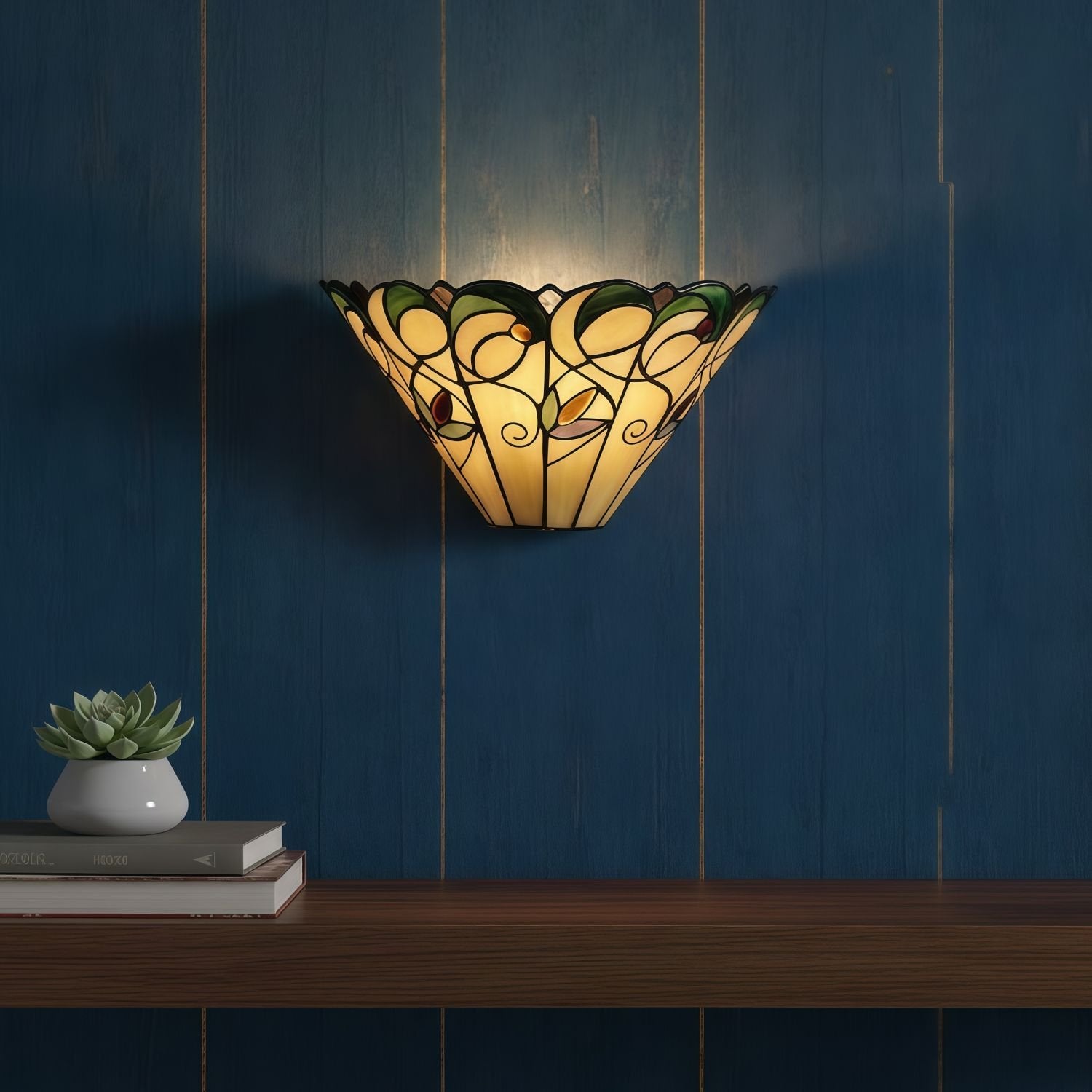 TF Jamelia Art Nouveau Wall Light with Bevelled Glass Shade – Metal Glass Fixture for Hallway or Bedroom