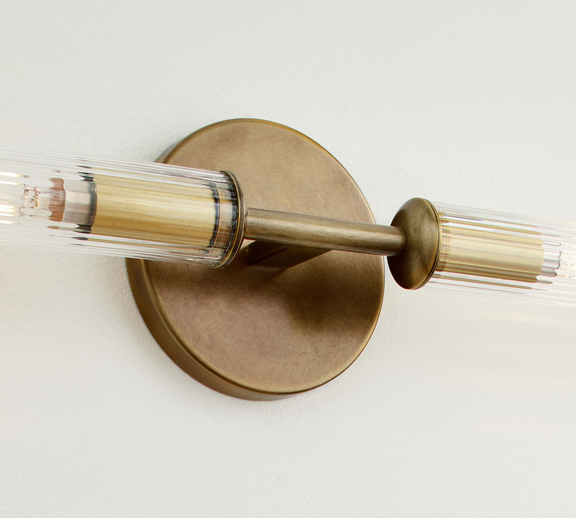 Bravira Ribbed Glass Wall Lamp - Tube Metal Light in Classic Finishes