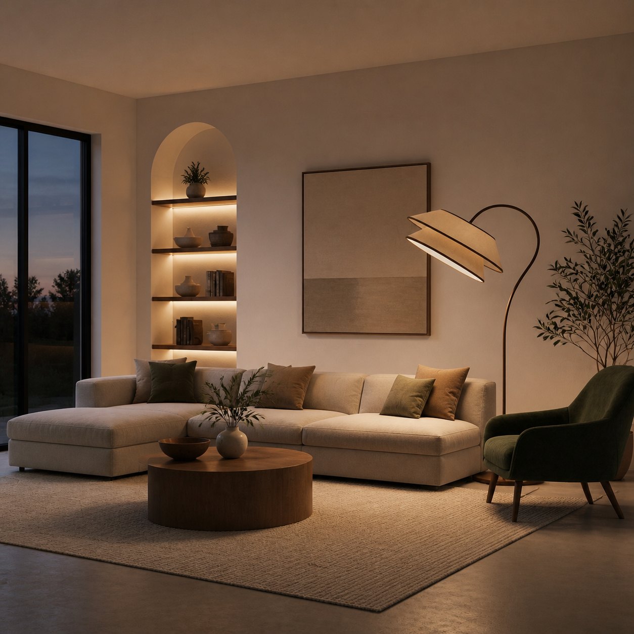 Tarivon Stacked Floor Lamp – Modern Antique Linen Shade for Bedroom & Living Room