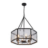 Textured Water Ripple Drum Chandelier - 6-Light Glass Pendant Light