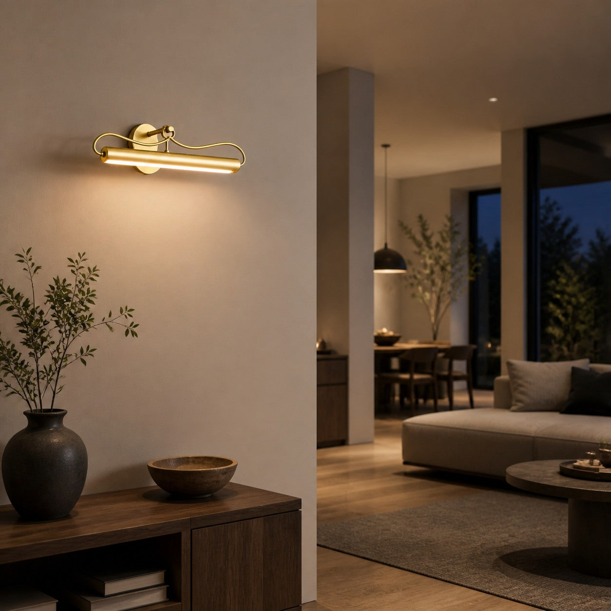 Aurix Picture Light Sconce with Curved Arm Design - Elegant Wall Lighting for Art and Living Spaces