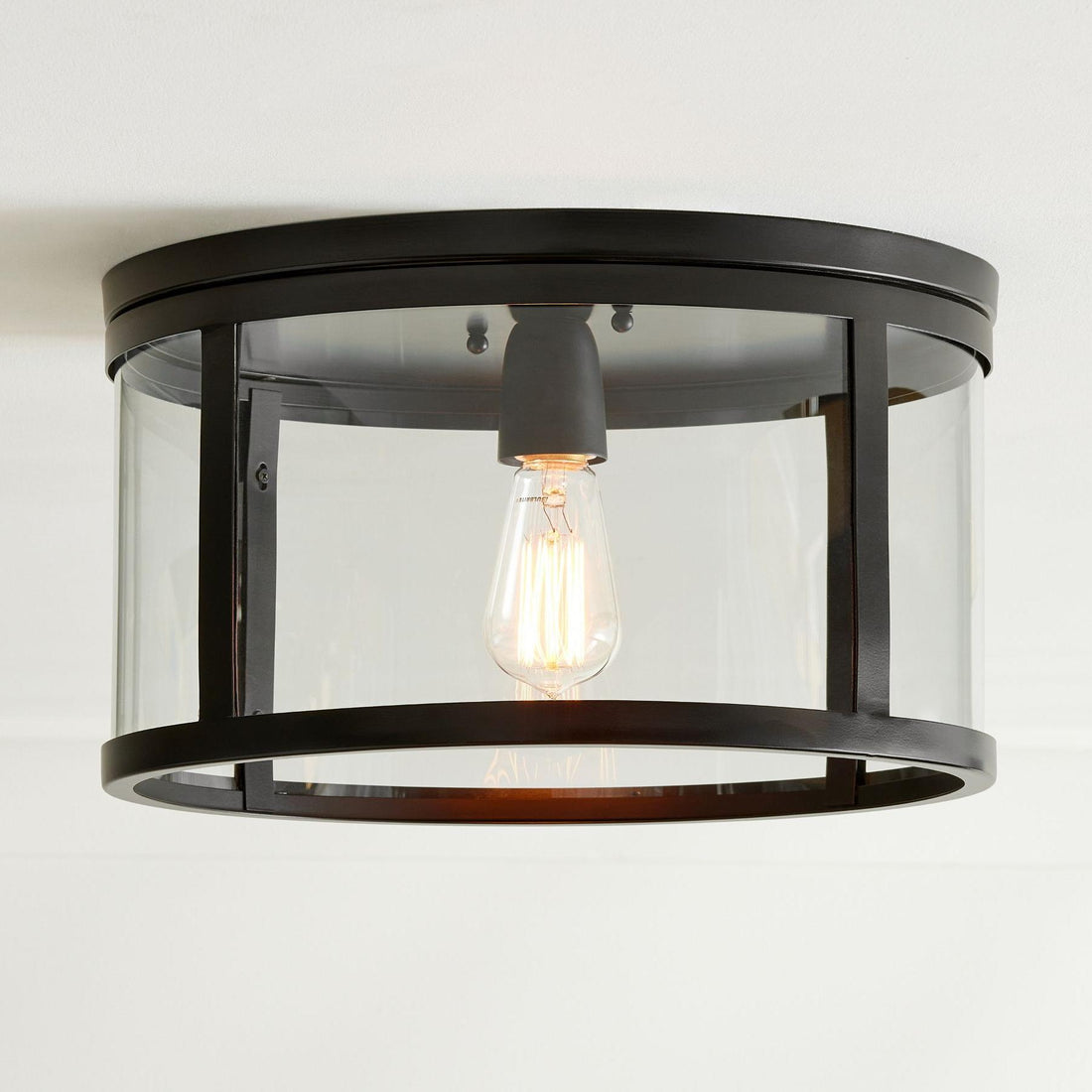 Ferrix Minimalistisch Iron Flush Mount Ceiling Light - Modern Outdoor Glass Ceiling Lamp