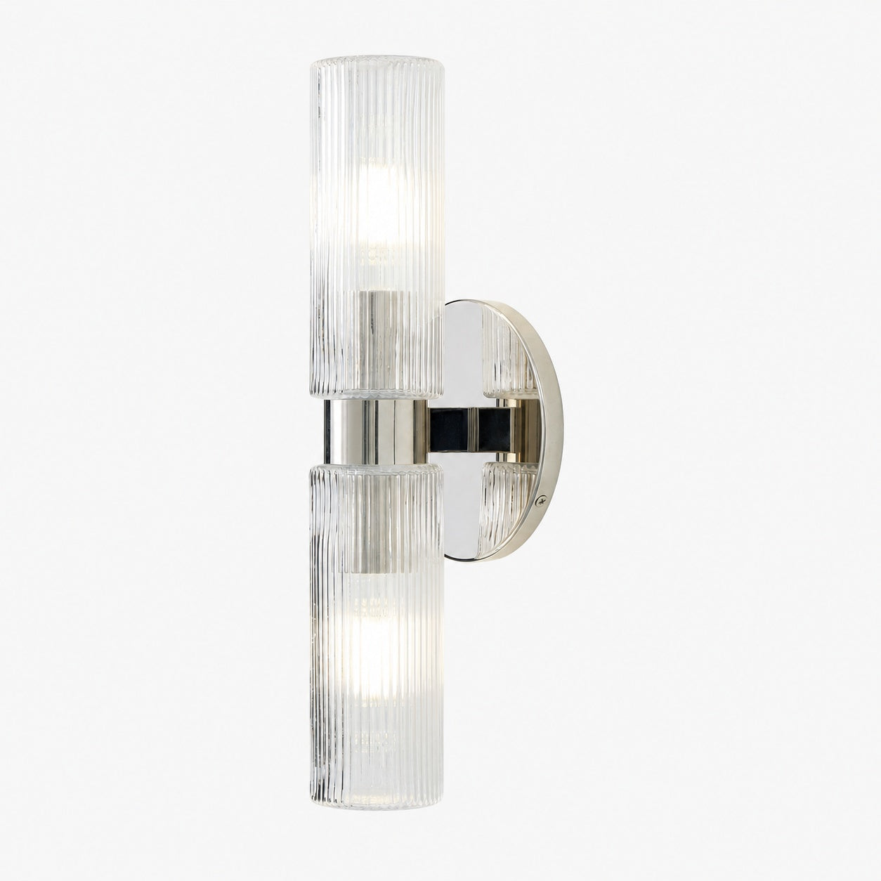 Rivora Fluted Glass Double Short Sconce - Indoor Outdoor Wall Light Elegance