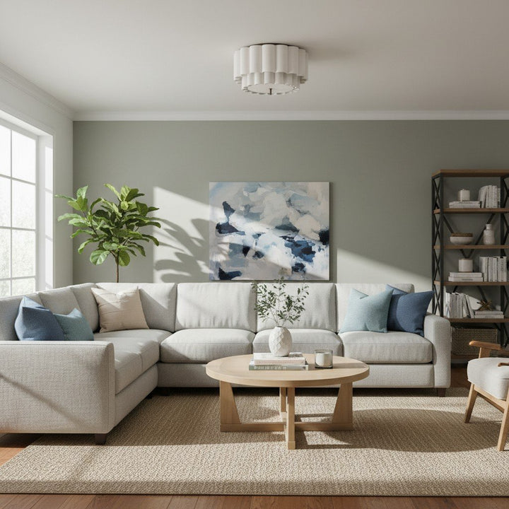 Linbron Flush Lighting - Scalloped Linen Shade and Bronze Finish Modern Ceiling Light for Dining Room