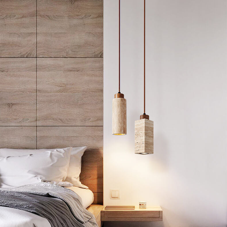 Wabi Sabi Solid Wood Stone Pendant Light