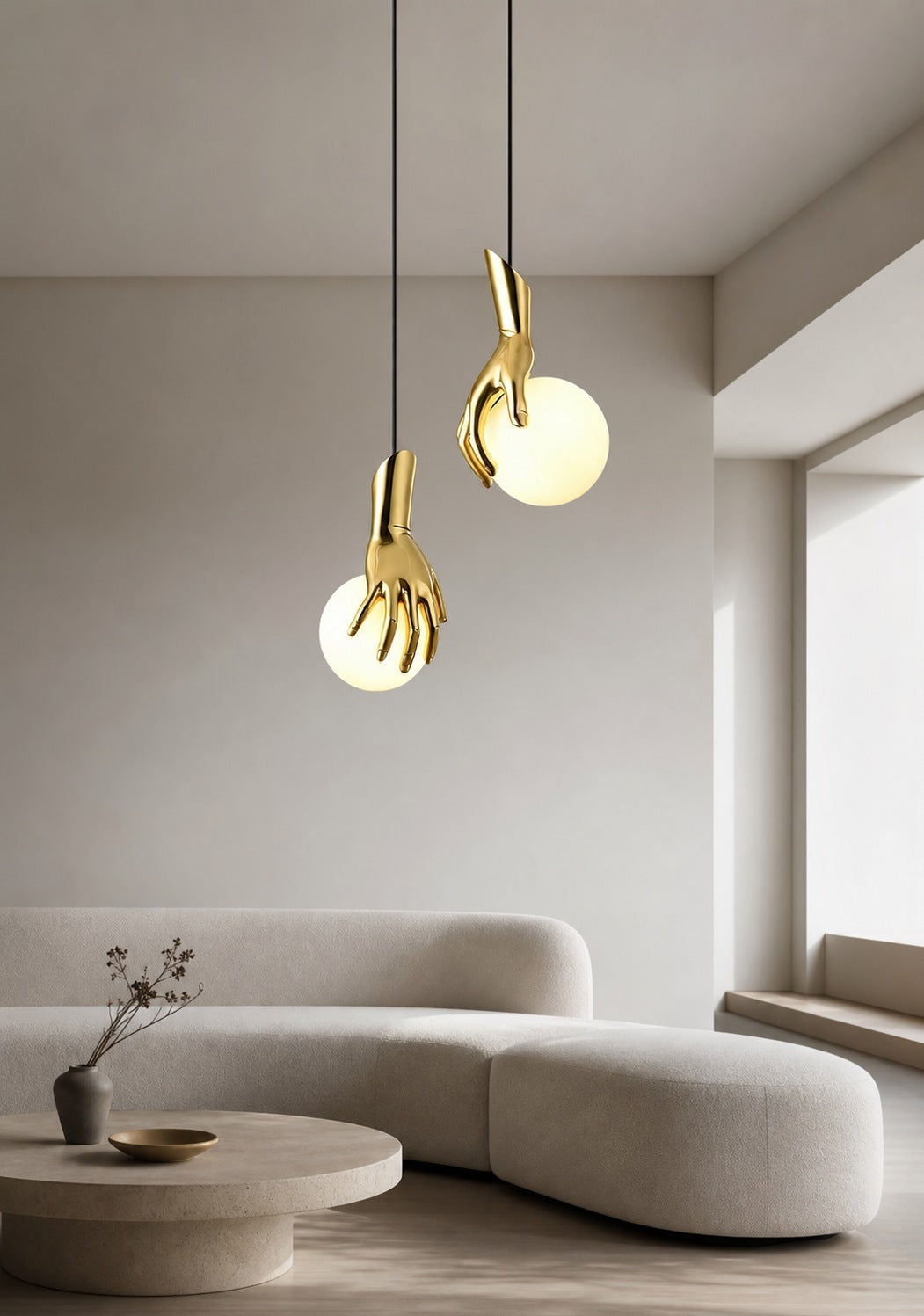 Hand Holding Globe Pendant Light