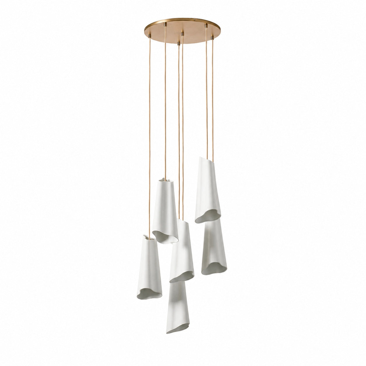 Orovia Ceramic Shade Chandelier – Iron Pendant Adjustable Height Design