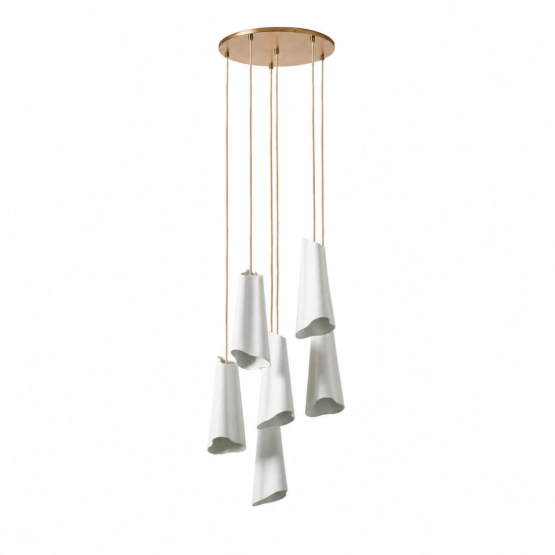 Orovia Ceramic Shade Chandelier – Iron Pendant Adjustable Height Design